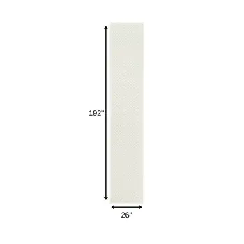 16' White And Ivory Geometric Indoor Outdoor Runner Rug