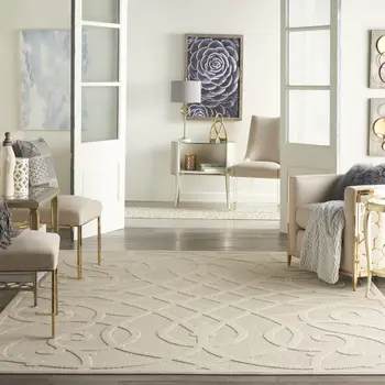 7' X 10' Cream And Beige Trellis Indoor Outdoor Area Rug