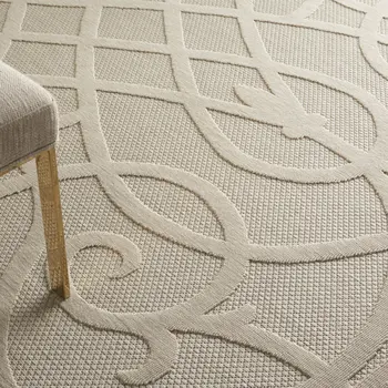 7' X 10' Cream And Beige Trellis Indoor Outdoor Area Rug