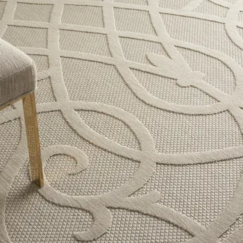 7' X 10' Cream And Beige Trellis Indoor Outdoor Area Rug