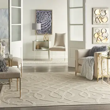 7' X 10' Cream And Beige Trellis Indoor Outdoor Area Rug