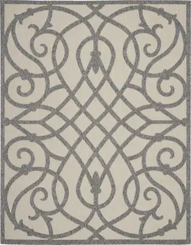 7' X 10' Cream And Gray Trellis Indoor Outdoor Area Rug