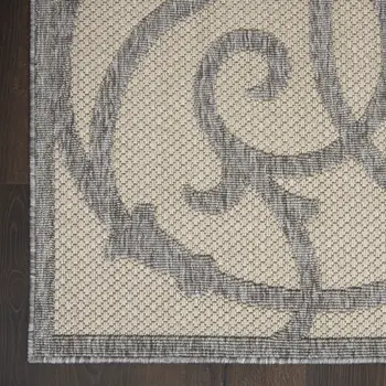 7' X 10' Cream And Gray Trellis Indoor Outdoor Area Rug