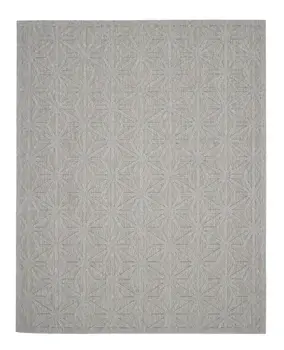 7' X 10' Light Gray And Gray Geometric Indoor Outdoor Area Rug