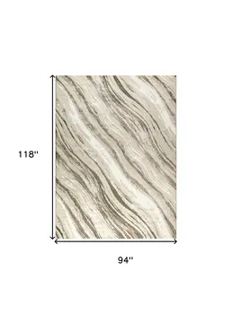 8' X 10' Beige and Gray Abstract Non Skid Area Rug