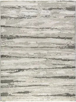 8' X 10' Ivory Black and Gray Abstract Non Skid Area Rug