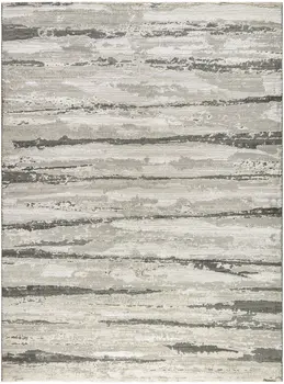 8' X 10' Ivory Black and Gray Abstract Non Skid Area Rug
