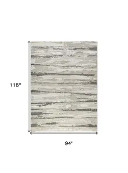 8' X 10' Ivory Black and Gray Abstract Non Skid Area Rug