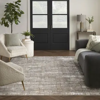 8' X 10' Brown and Ivory Abstract Non Skid Area Rug