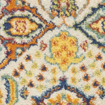 12' Blue And Yellow Floral Runner Rug
