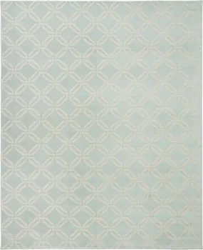 8' X 10' Beige and Green Trellis Non Skid Area Rug