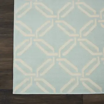 8' X 10' Beige and Green Trellis Non Skid Area Rug