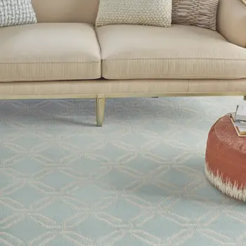 8' X 10' Beige and Green Trellis Non Skid Area Rug