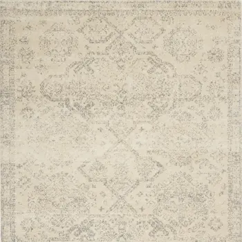 6' X 9' Beige And Gray Geometric Distressed Area Rug