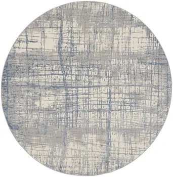 6' X 9' Beige And Gray Geometric Distressed Area Rug