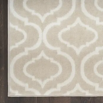 8' X 10' Beige and Ivory Trellis Non Skid Area Rug