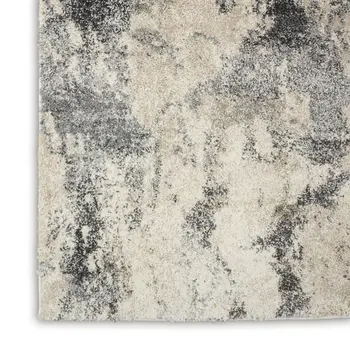 4' X 6' Cream and Gray Abstract Distressed Area Rug