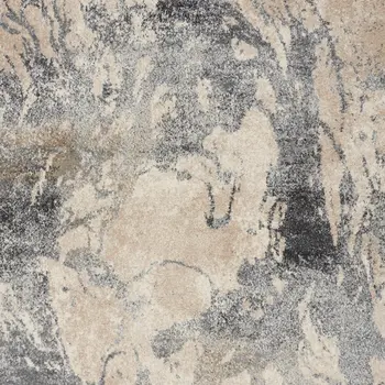 4' X 6' Cream and Gray Abstract Distressed Area Rug