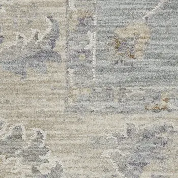 5' X 8' Beige and Blue Floral Power Loom Area Rug