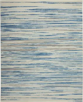 8' X 10' Ivory Blue and Gray Abstract Non Skid Area Rug