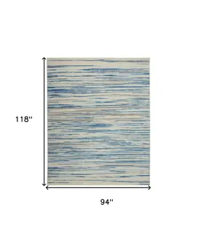 8' X 10' Ivory Blue and Gray Abstract Non Skid Area Rug