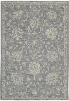 5' X 8' Ivory and Gray Floral Power Loom Area Rug