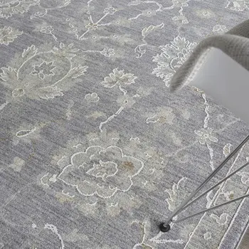 5' X 8' Ivory and Gray Floral Power Loom Area Rug