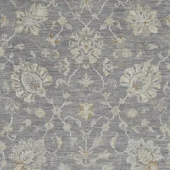 5' X 8' Ivory and Gray Floral Power Loom Area Rug