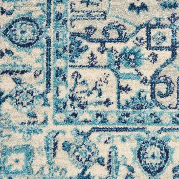 6' X 9' Ivory And Navy Blue Floral Medallion Distressed Area Rug