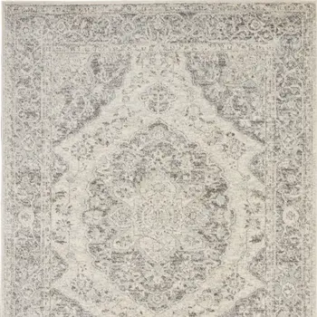 6' X 9' Ivory And Gray Floral Medallion Distressed Area Rug
