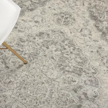 6' X 9' Ivory And Gray Floral Medallion Distressed Area Rug