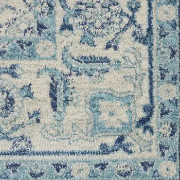 6' X 9' Ivory And Gray Floral Medallion Distressed Area Rug