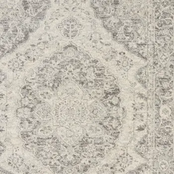 6' X 9' Ivory And Gray Floral Medallion Distressed Area Rug