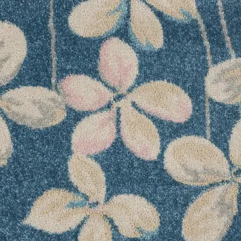 6' X 9' Ivory And Blue Floral Area Rug
