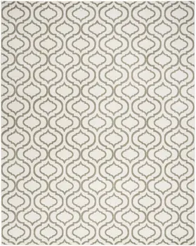 8' X 10' Ivory and Green Trellis Non Skid Area Rug