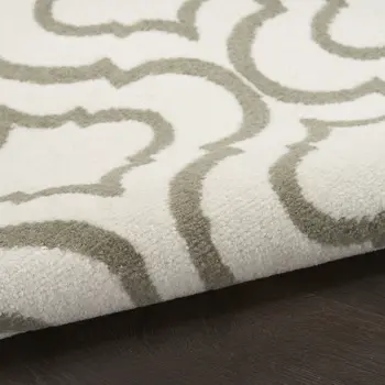 8' X 10' Ivory and Green Trellis Non Skid Area Rug