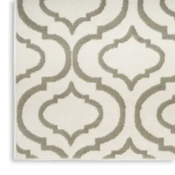 8' X 10' Ivory and Green Trellis Non Skid Area Rug
