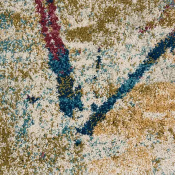 4' X 6' Cream Blue and Green Abstract Distressed Area Rug