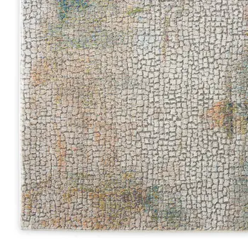 4' X 6' Ivory Blue and Gray Abstract Distressed Non Skid Area Rug