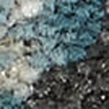 6' Ivory Blue and Green Oriental Distressed Non Skid Runner Rug