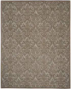 8' X 10' Gray and Brown Damask Distressed Area Rug