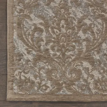 8' X 10' Gray and Brown Damask Distressed Area Rug
