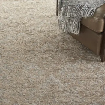 8' X 10' Gray and Brown Damask Distressed Area Rug