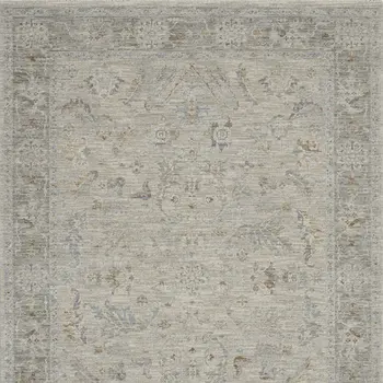 5' X 8' Beige and Gray Floral Power Loom Area Rug