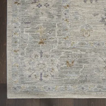 5' X 8' Beige and Gray Floral Power Loom Area Rug