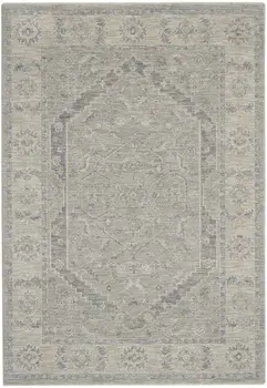 5' X 8' Beige and Gray Floral Medallion Power Loom Area Rug