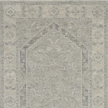 5' X 8' Beige and Gray Floral Medallion Power Loom Area Rug