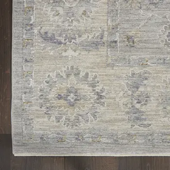5' X 8' Beige and Gray Floral Medallion Power Loom Area Rug