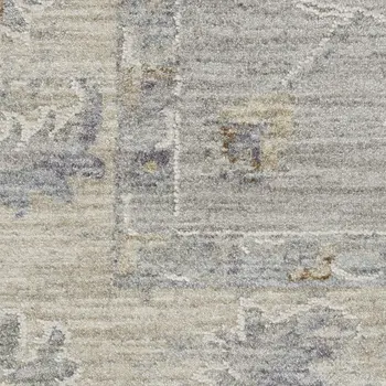 5' X 8' Beige and Gray Floral Medallion Power Loom Area Rug
