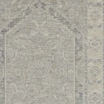 5' X 8' Beige and Gray Floral Medallion Power Loom Area Rug